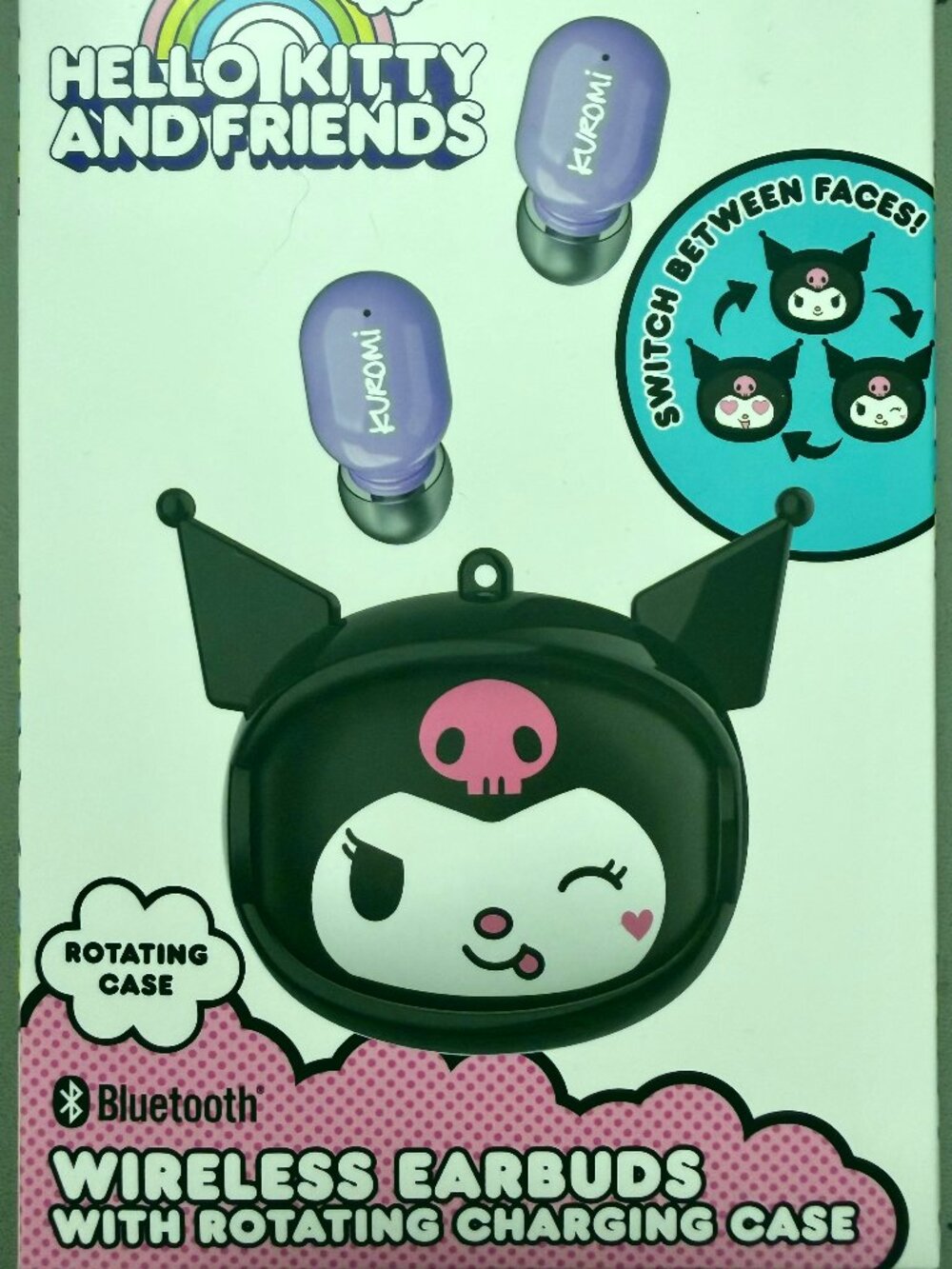 Kuromi Wireless Earbuds Rotating Flip Case Sanrio Bluetooth TWS NEW Sealed Cute